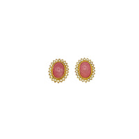 Butler Gold Pink Oval Cabochon Halo Vintage Crystal Statement Pierced Earrings 24 Wishes Vintage Jewelry