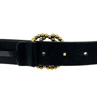 Gucci Black Leather Interlocking Beaded GG Belt Italy Size 36
