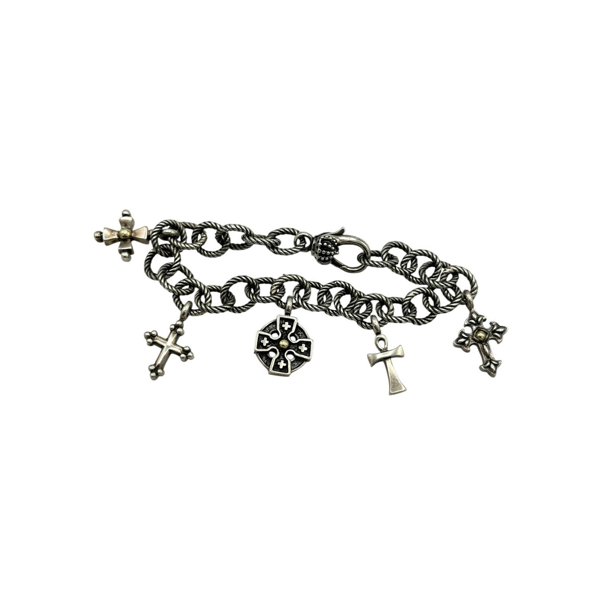 Ann King Crosses Of The World Sterling Silver Charm Bracelet 18K Gold