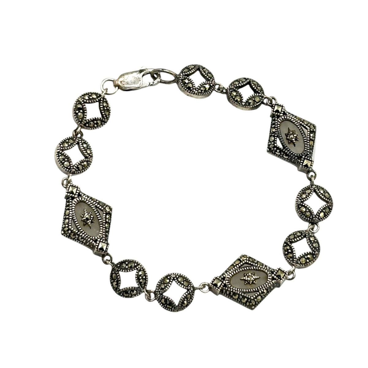 Judith Jack Sterling Silver Marcasite Camphor Glass Bracelet
