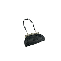 Black Beaded Evening Clutch Moni Couture Vintage Floral Purse