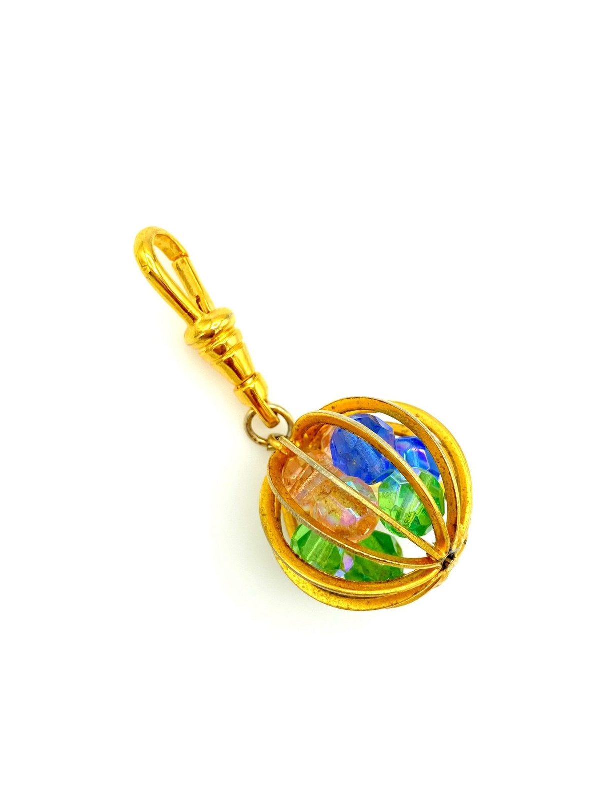 Caged Rainbow Beads Globe Vintage Charm - 24 Wishes Vintage Jewelry