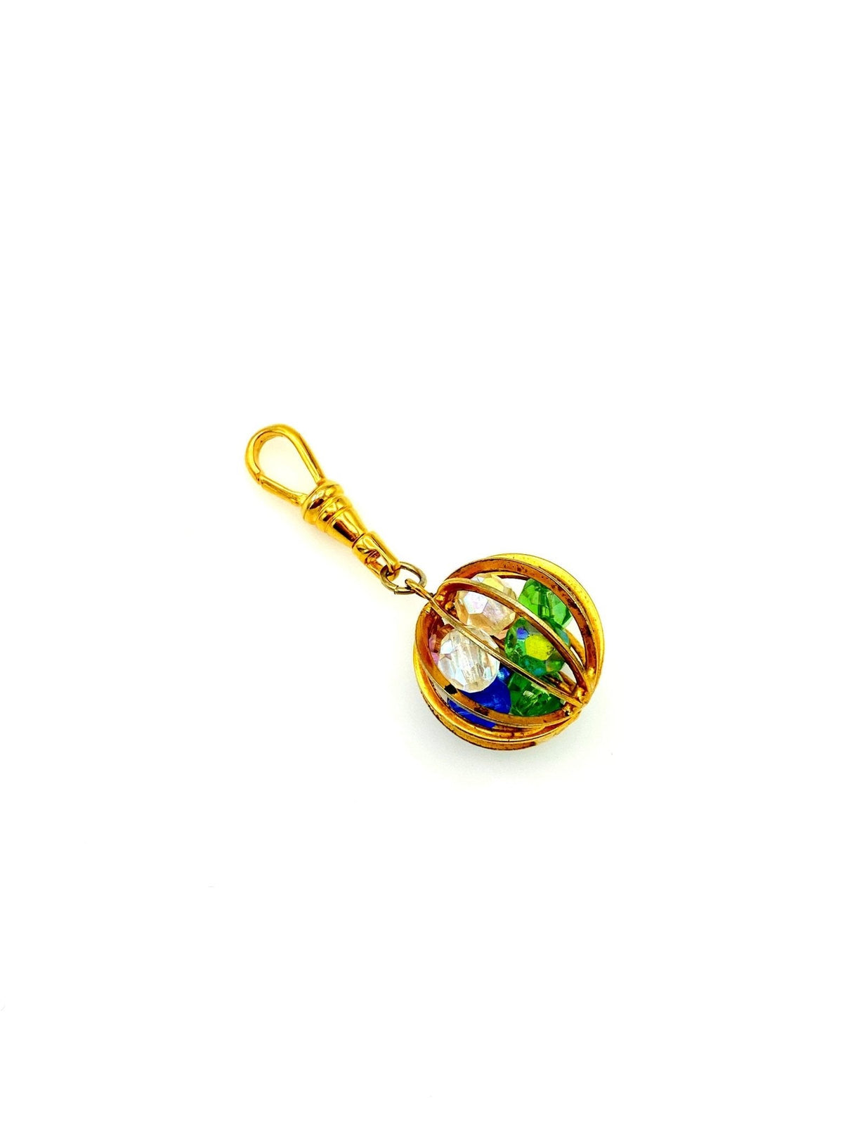 Caged Rainbow Beads Globe Vintage Charm - 24 Wishes Vintage Jewelry