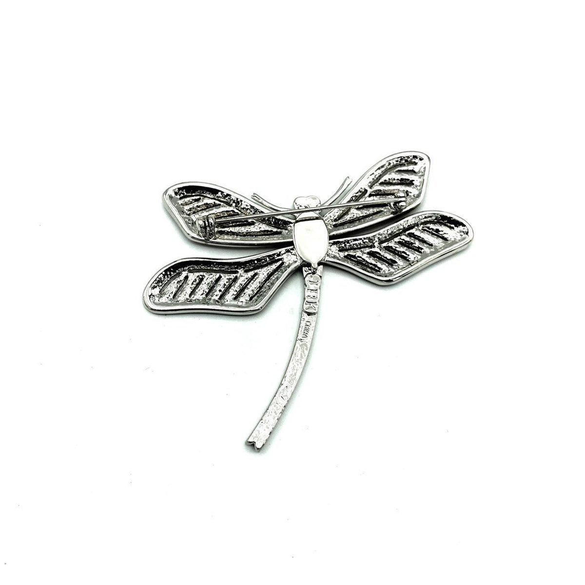 Camrose & Kross Jacqueline Bouvier Kennedy JBK Large Silver Dragonfly Pink Rhinestone Brooch - 24 Wishes Vintage Jewelry