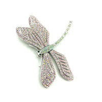 Camrose & Kross Jacqueline Bouvier Kennedy JBK Large Silver Dragonfly Pink Rhinestone Brooch - 24 Wishes Vintage Jewelry