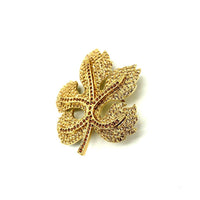 Carolee Fall Brown Golden Rhinestone Vintage Brooch - 24 Wishes Vintage Jewelry