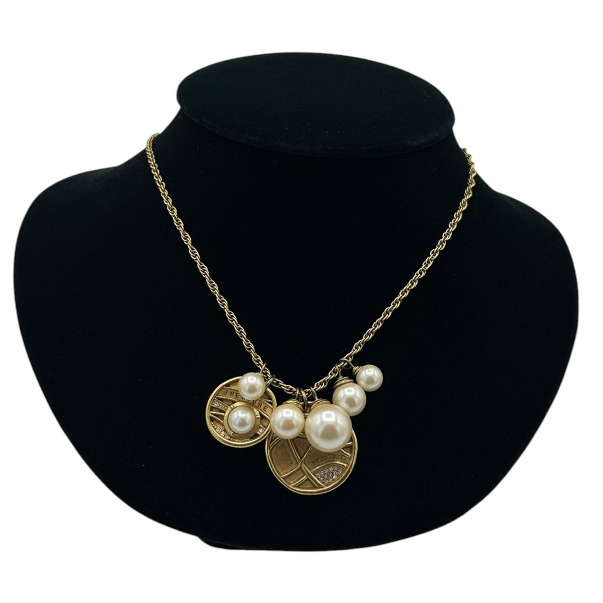 Necklaces & PendantsCarolee Gold Pearl Medallion Charm Long Rope Chain Necklace