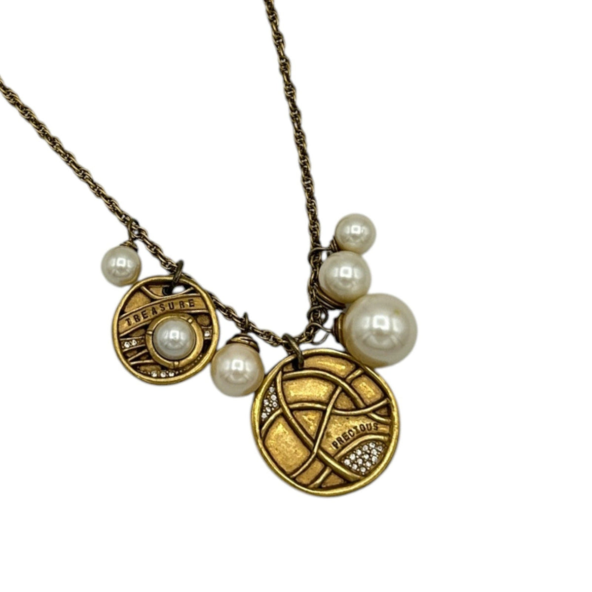 Necklaces & PendantsCarolee Gold Pearl Medallion Charm Long Rope Chain Necklace