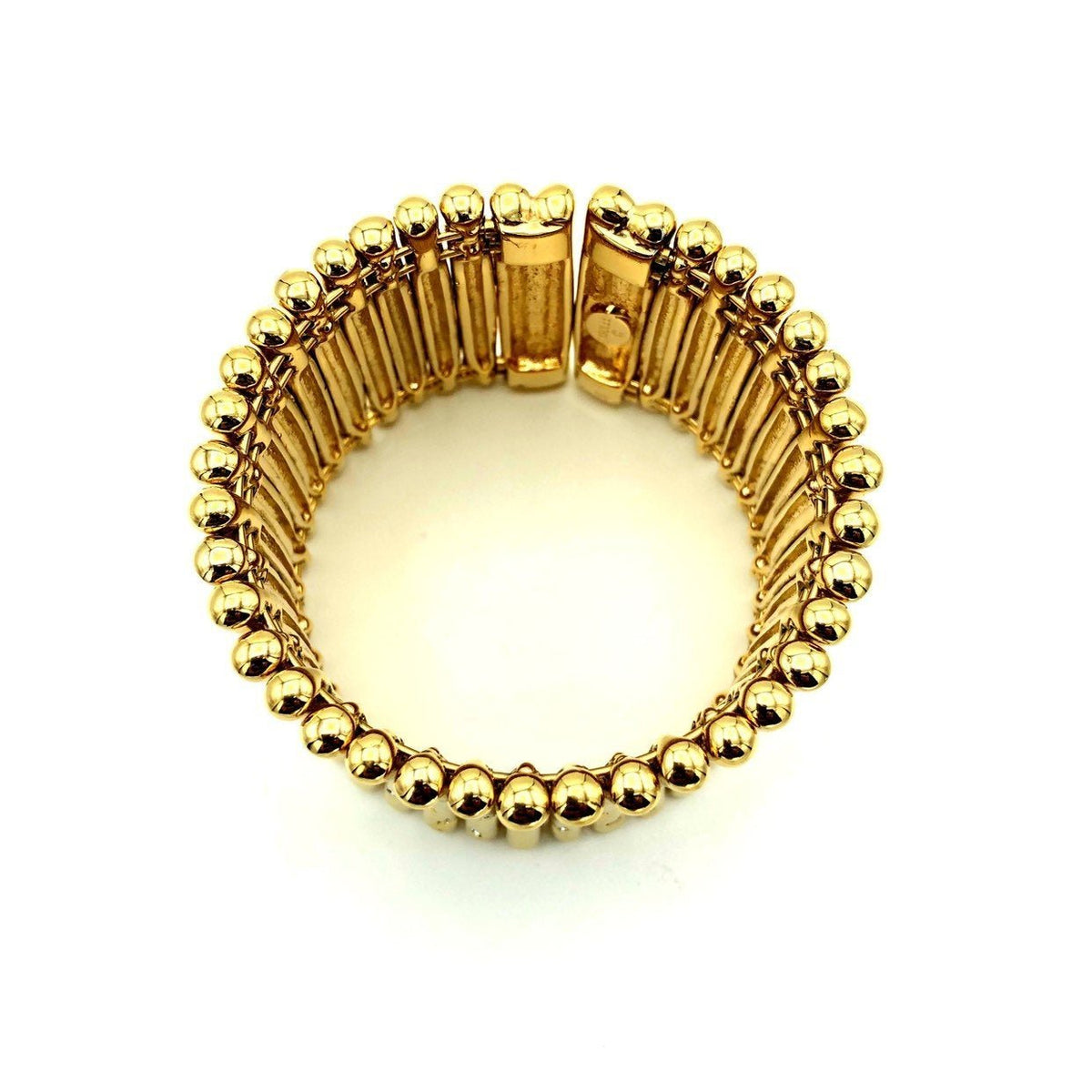 Carolee Gold Rhinestone Stars Flexible Wide Cuff Bracelet - 24 Wishes Vintage Jewelry