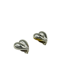 Carolee Large Shiny Silver Clip - On Statement Earrings - 24 Wishes Vintage Jewelry