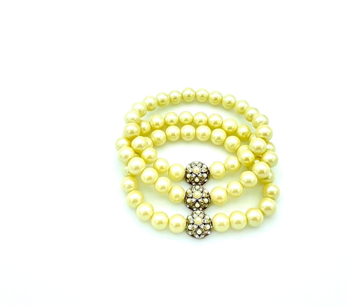 Carolee Three Strand Pearl Vintage Bracelet - 24 Wishes Vintage Jewelry