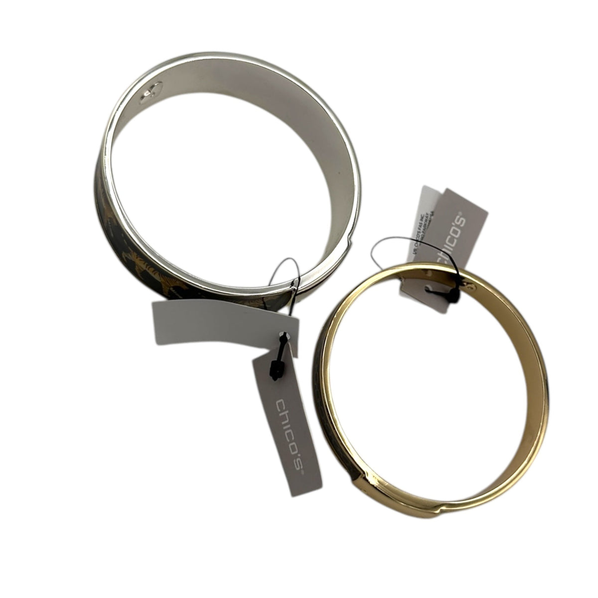 Chico’s Black Enamel Tiger Bangle Bracelet Set Animal Print Statement Jewelry 24 Wishes Vintage Jewelry