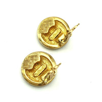 Christian Dior Gold Logo Monogram Vintage Clip - On Earrings - 24 Wishes Vintage Jewelry