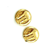 Christian Dior Gold Logo Monogram Vintage Clip - On Earrings - 24 Wishes Vintage Jewelry