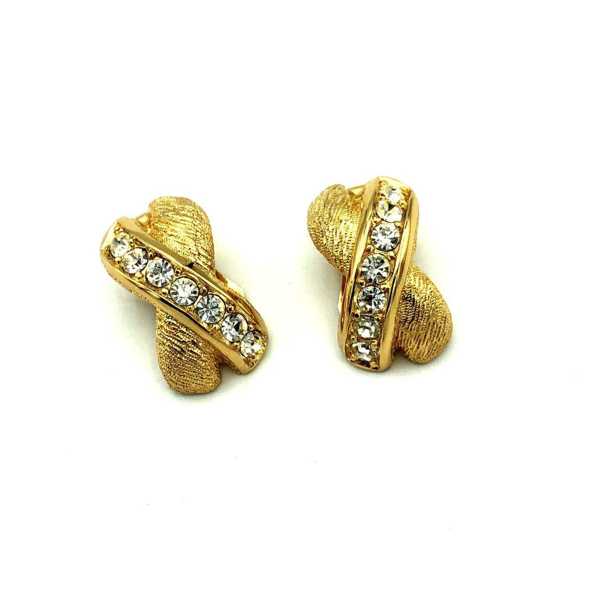 Christian Dior Petite Classic Rhinestone Vintage Clip - On Earrings - 24 Wishes Vintage Jewelry