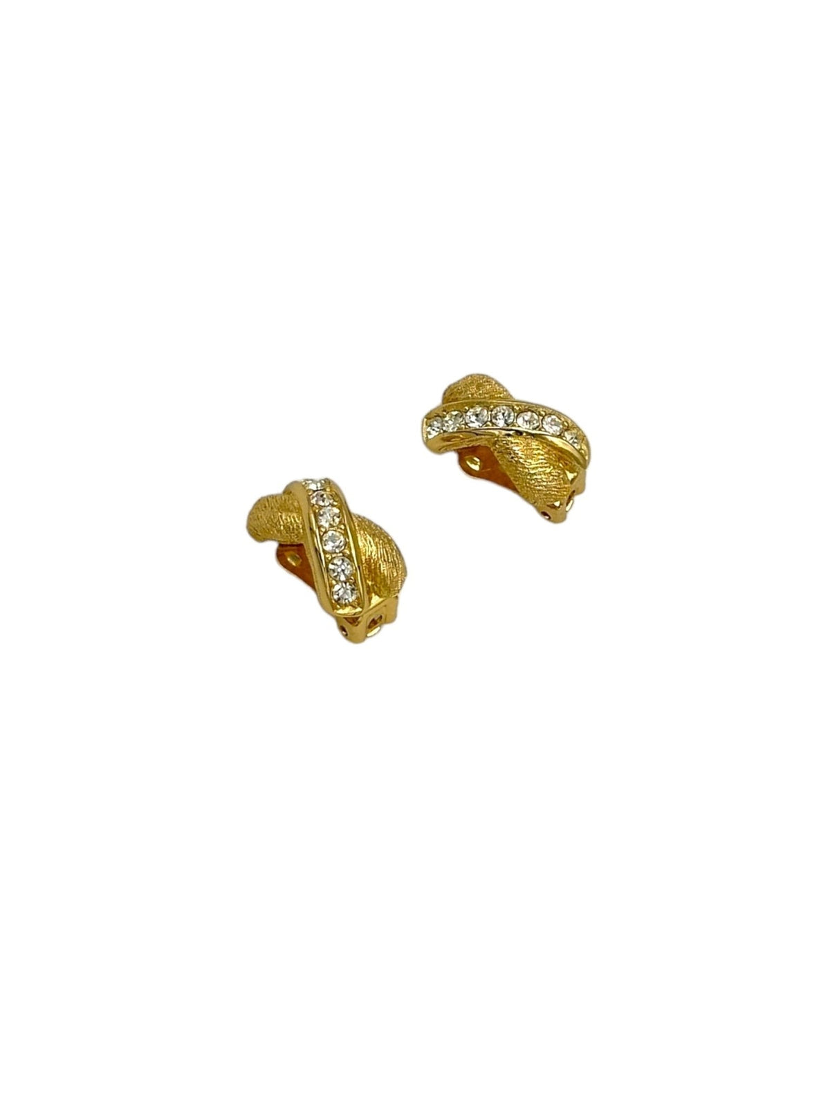 Christian Dior Petite Classic Rhinestone Vintage Clip - On Earrings - 24 Wishes Vintage Jewelry