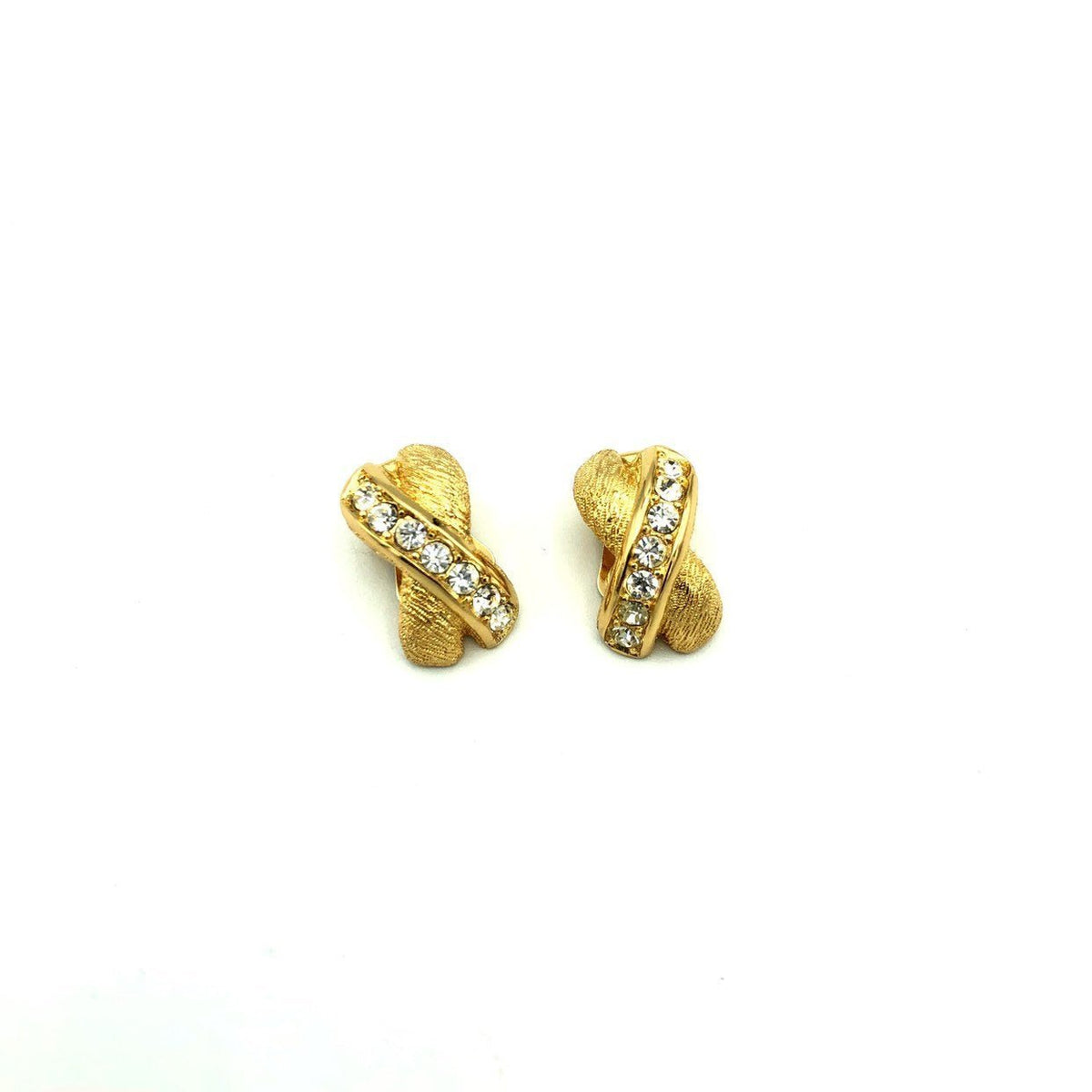 Christian Dior Petite Classic Rhinestone Vintage Clip - On Earrings - 24 Wishes Vintage Jewelry