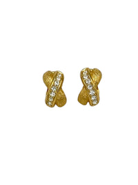 Christian Dior Petite Classic Rhinestone Vintage Clip - On Earrings - 24 Wishes Vintage Jewelry