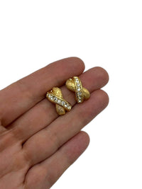 Christian Dior Petite Classic Rhinestone Vintage Clip - On Earrings - 24 Wishes Vintage Jewelry