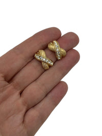 Christian Dior Petite Classic Rhinestone Vintage Clip - On Earrings - 24 Wishes Vintage Jewelry