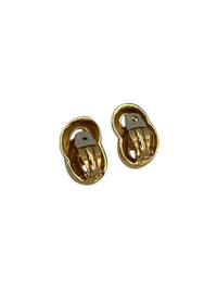 Ciner Gold Classic Interlocked Vintage Clip - On Earrings - 24 Wishes Vintage Jewelry