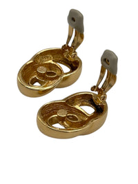 Ciner Gold Classic Interlocked Vintage Clip - On Earrings - 24 Wishes Vintage Jewelry