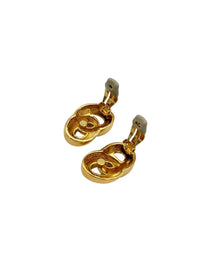 Ciner Gold Classic Interlocked Vintage Clip - On Earrings - 24 Wishes Vintage Jewelry