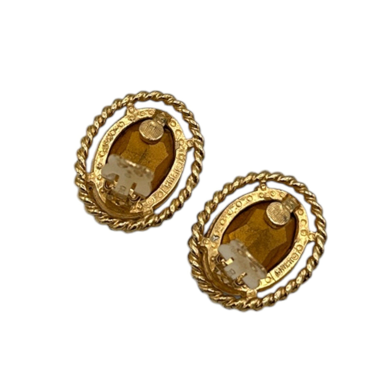 EarringsCiner Gold Frame Light Blue Faceted Crystal Clip-On Earrings