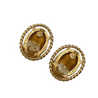 EarringsCiner Gold Frame Light Blue Faceted Crystal Clip-On Earrings