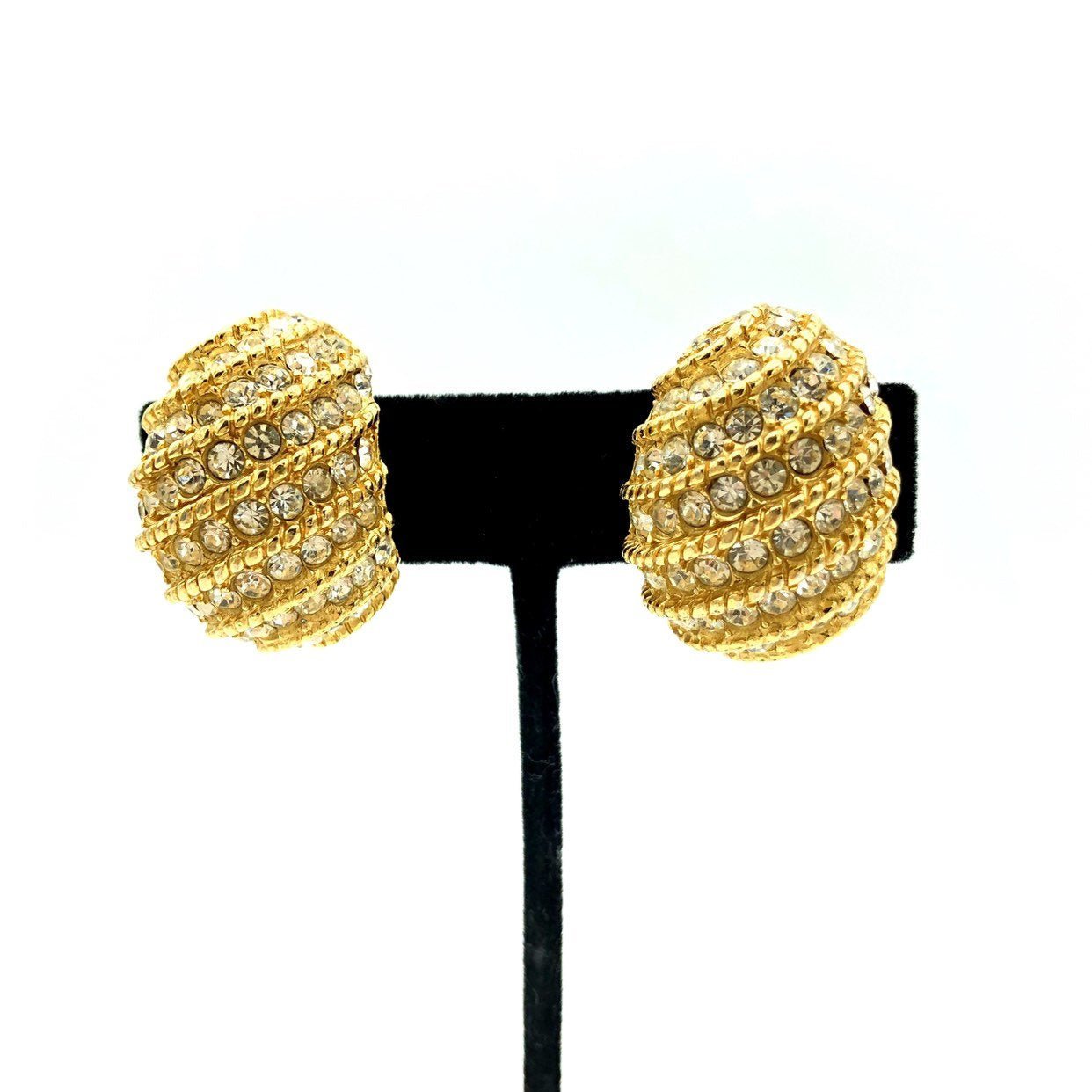 CINER vintage Clip On hotsell In Gold Hoop 3D Earrings with unique shape and rhinestones