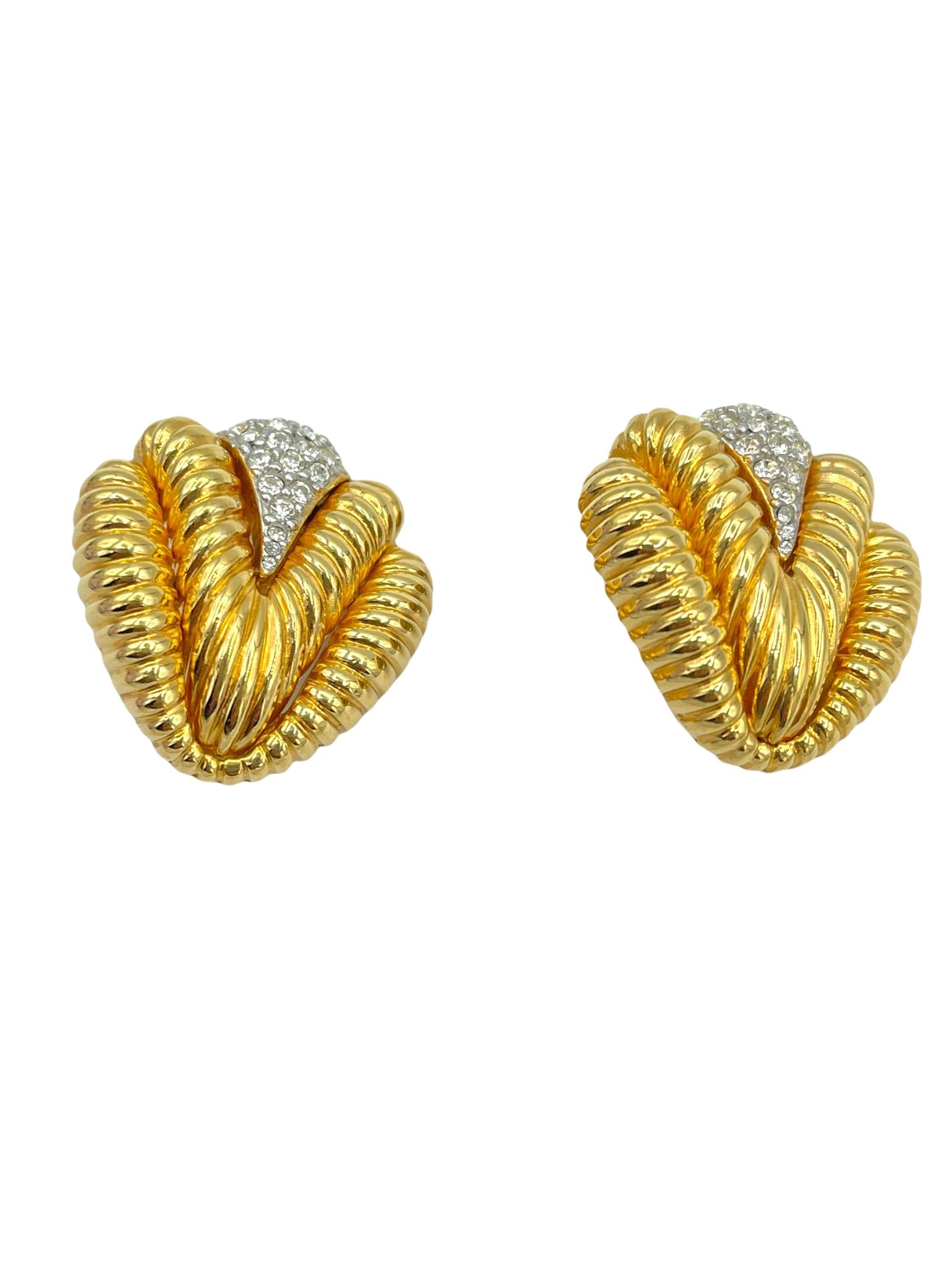 Ciner Gold Rhinestone Vintage Clip On Earrings 24 Wishes Vintage Jewelry