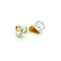 Classic Faceted Crystal Cube Square Vintage Clip - On Earrings - 24 Wishes Vintage Jewelry