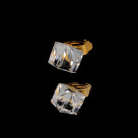 Classic Faceted Crystal Cube Square Vintage Clip - On Earrings - 24 Wishes Vintage Jewelry