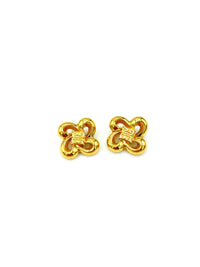 Classic Givenchy Gold Bow Logo Vintage Clip - On Earrings - 24 Wishes Vintage Jewelry