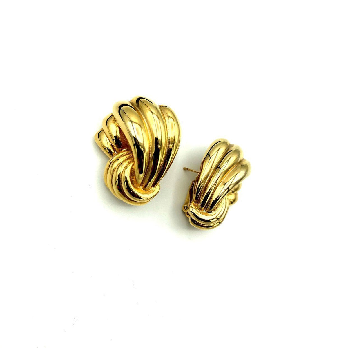 Classic Givenchy Gold Ribbon Vintage Clip - On Earrings - 24 Wishes Vintage Jewelry