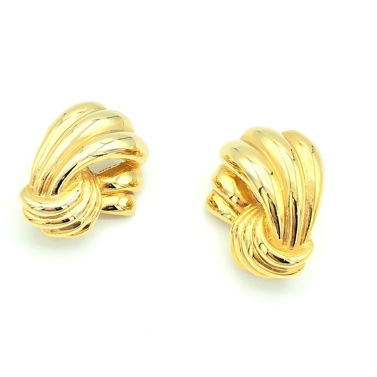 Classic Givenchy Gold Ribbon Vintage Clip - On Earrings - 24 Wishes Vintage Jewelry