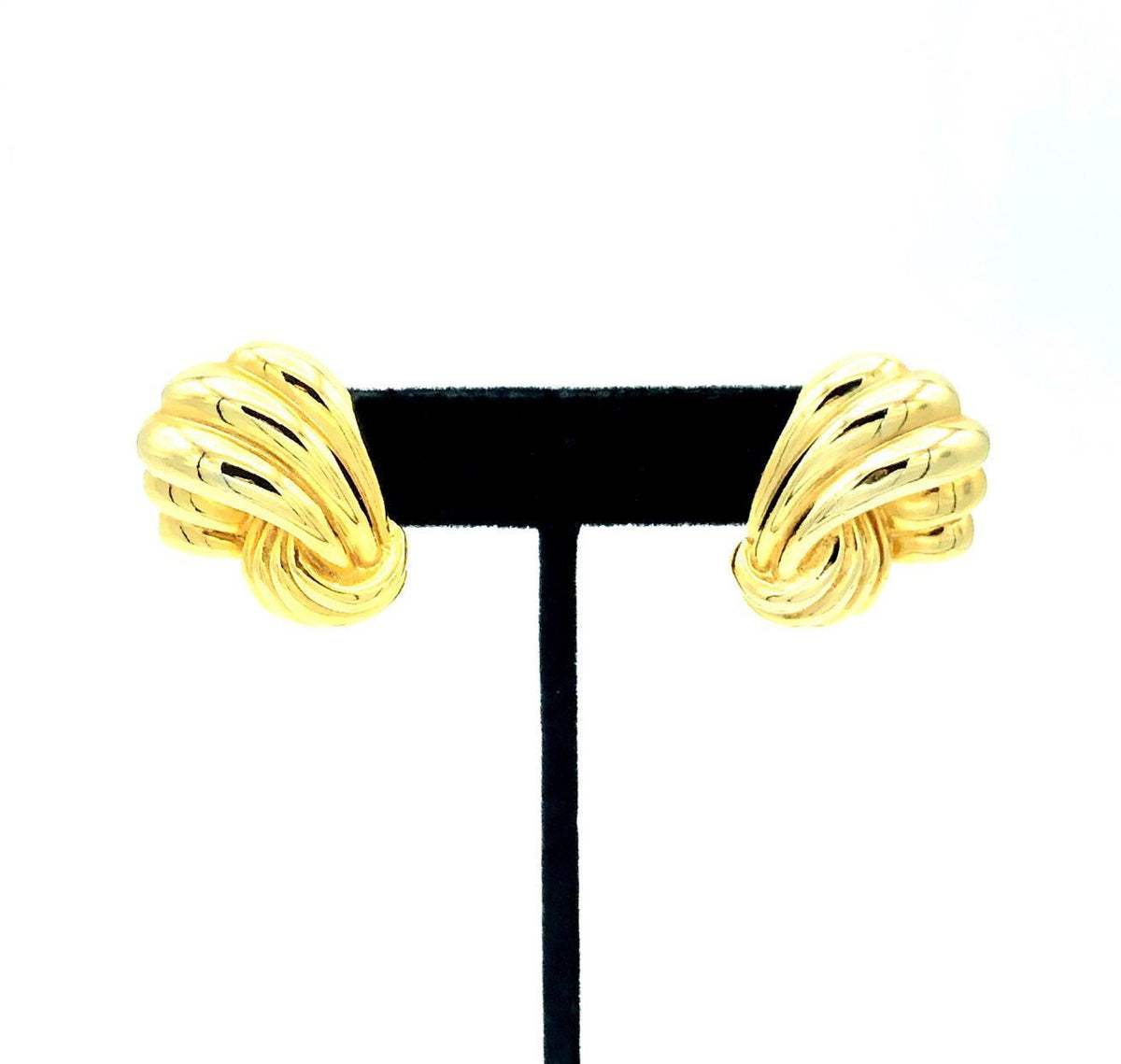 Classic Givenchy Gold Ribbon Vintage Clip - On Earrings - 24 Wishes Vintage Jewelry