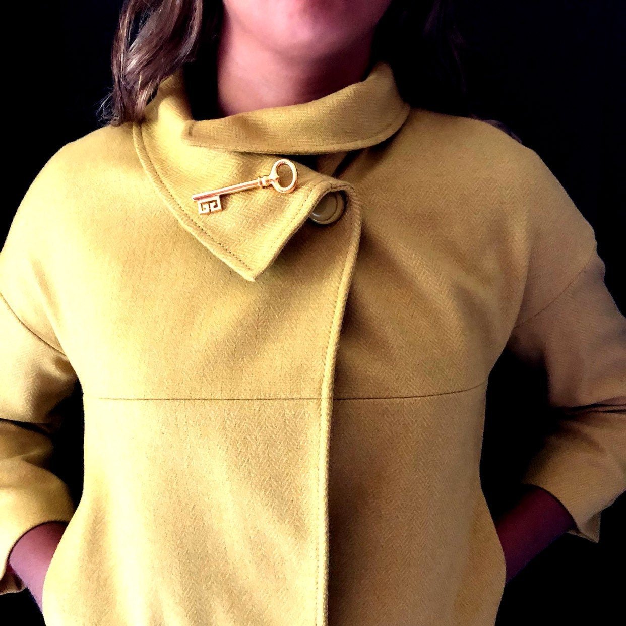 Classic Gold Givenchy Logo Key Vintage Brooch - 24 Wishes Vintage