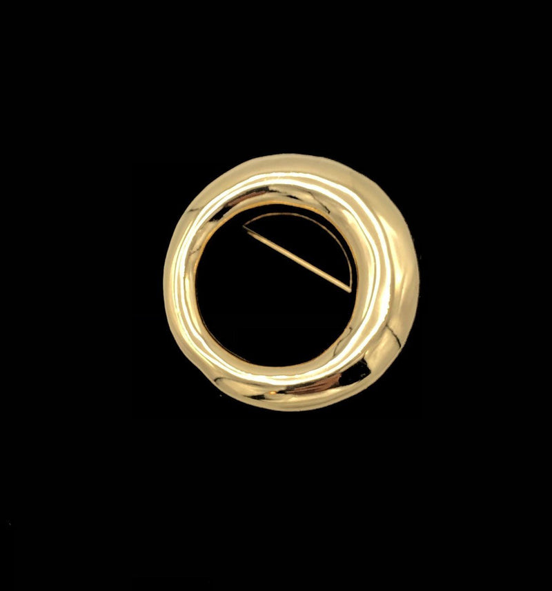 Classic Gold Givenchy Open Circle Brooch Pin - 24 Wishes Vintage Jewelry