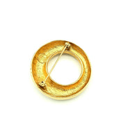 Classic Gold Givenchy Open Circle Brooch Pin - 24 Wishes Vintage Jewelry