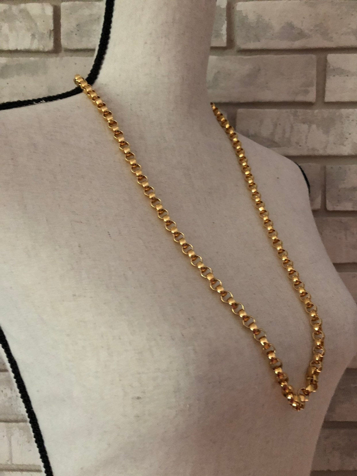 Classic Gold Link Chain Vintage Layering Necklace - 24 Wishes Vintage Jewelry