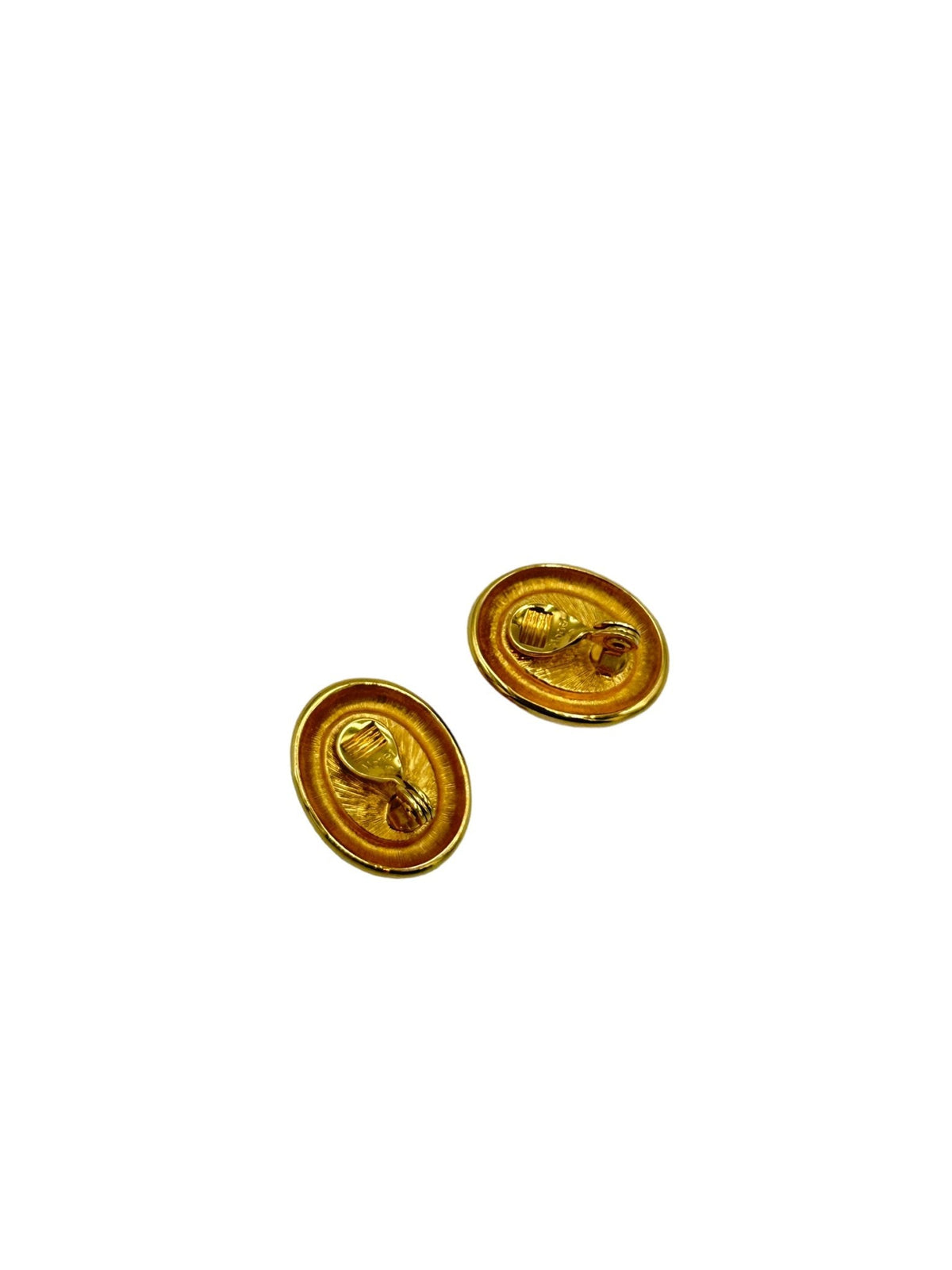 Classic Gold Monet Oval Ruby Red Cabochon Clip - On Earrings - 24 Wishes Vintage Jewelry