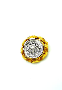 Classic Gold & Silver Coin Vintage Brooch by Mimi di N - 24 Wishes Vintage Jewelry