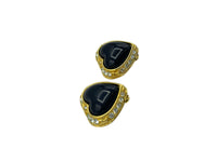 Classic Joan Rivers Black Heart Vintage Clip - On Earrings - 24 Wishes Vintage Jewelry