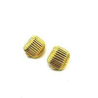 Classic Joan Rivers Gold Scallop Dome Half Hoop Vintage Clip - On Earrings - 24 Wishes Vintage Jewelry