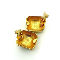 Classic Joan Rivers Gold Scallop Dome Half Hoop Vintage Clip - On Earrings - 24 Wishes Vintage Jewelry