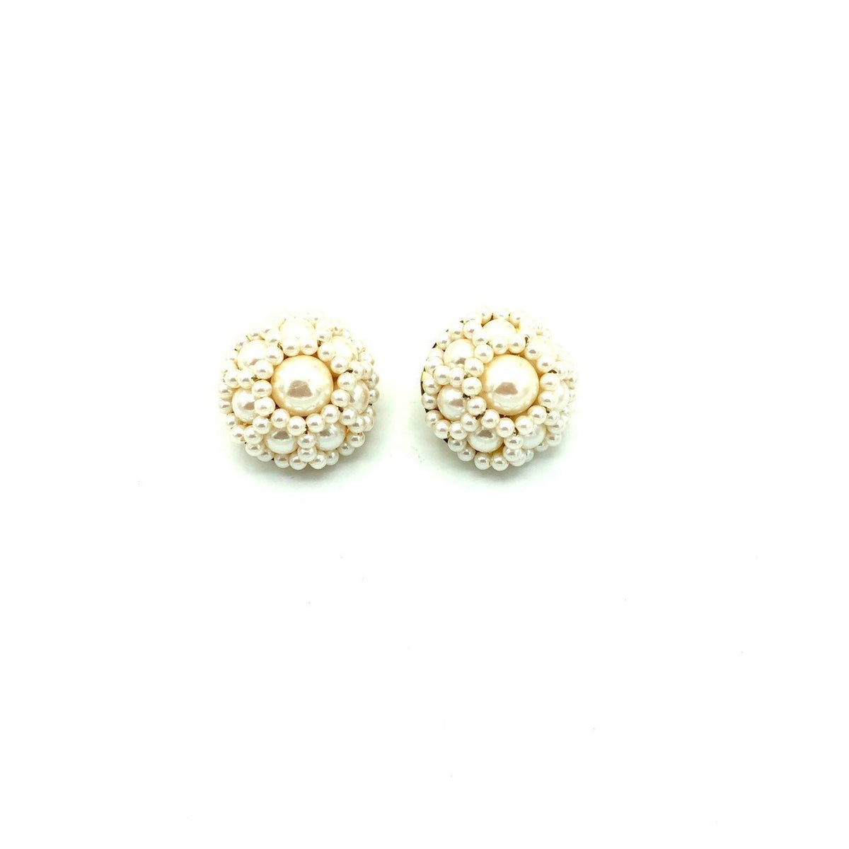 Classic Layered Pearl Cluster Vintage Clip - On Earrings - 24 Wishes Vintage Jewelry