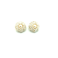 Classic Layered Pearl Cluster Vintage Clip - On Earrings - 24 Wishes Vintage Jewelry