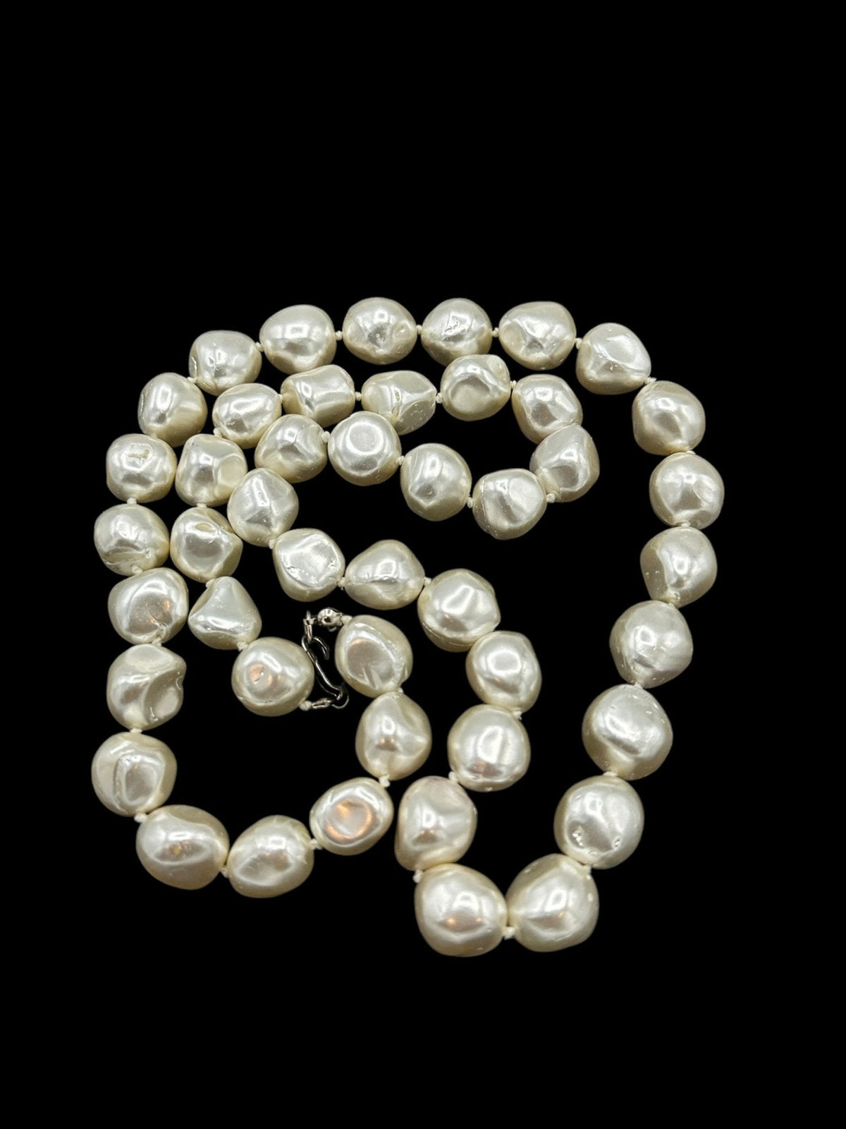 Classic Long Faux Baroque Pearl Layering Vintage Necklace - 24 Wishes Vintage Jewelry