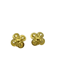 Classic Matt Gold Knot Vintage Clip - On Earrings - 24 Wishes Vintage Jewelry